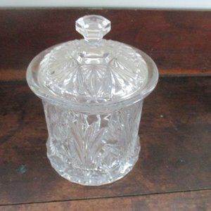Crystal Cookie or Candy Jar vintage heavy cut glass with lid